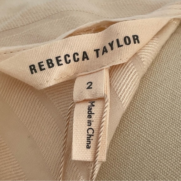 Rebecca Taylor Cream Textured Stripe Peplum Top- Size 2- NWT - Picture 9 of 10